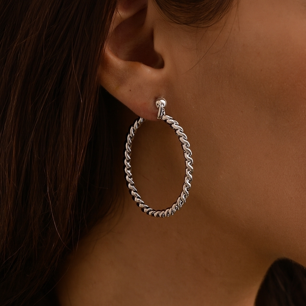 Elegant & Stylish Silver Dainty Twisted Hoop Earrings - Women's Fashion Jewelry